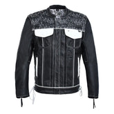 Seasmoke Black White Men's Motorcycle Leather Jacket