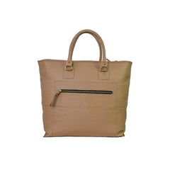 Fifth Avenue Leather Tote Bag Light Beige