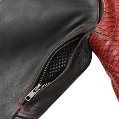 Bold Black & Red Men's Leather Motorcycle Jacket