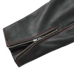 Bold Black & Red Men's Leather Motorcycle Jacket