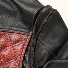 Bold Black & Red Men's Leather Motorcycle Jacket