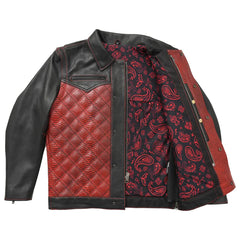 Bold Black & Red Men's Leather Motorcycle Jacket