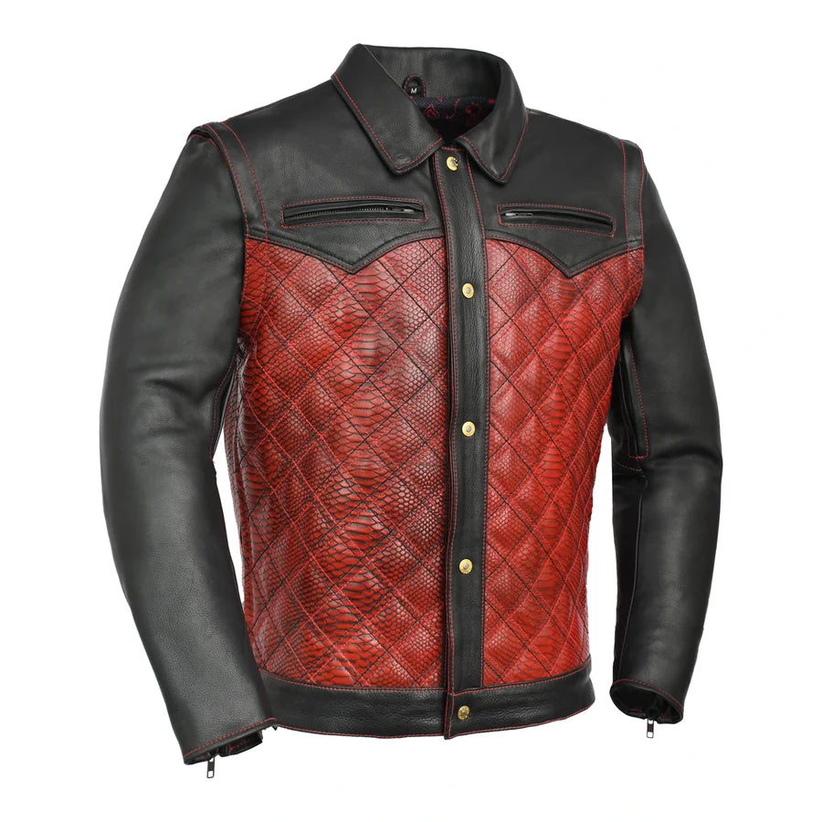 Bold Black & Red Men's Leather Motorcycle Jacket