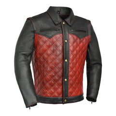 Bold Black & Red Men's Leather Motorcycle Jacket