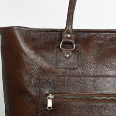 Fifth Avenue Leather Tote Bag Dark Brown