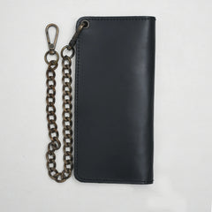 LARGE TRUCKER - Vegetable Tanned Leather Wallet Onyx Black