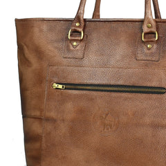 Fifth Avenue Leather Tote Bag Camel