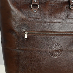 Fifth Avenue Leather Tote Bag Dark Brown