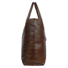 Fifth Avenue Leather Tote Bag Dark Brown
