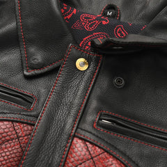 Bold Black & Red Men's Leather Motorcycle Jacket