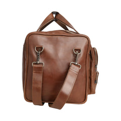 Handcrafted Brown Leather Weekender Duffel Bag
