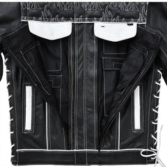 Seasmoke Black White Men's Motorcycle Leather Jacket