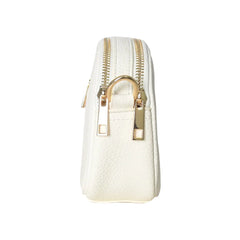 Faux Leather Double Zip Crossbody Bag