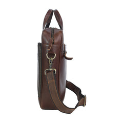 Vintage Brown Leather Multi-Pocket Laptop Bag