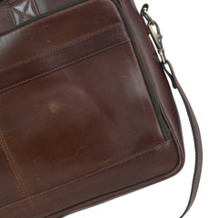 Vintage Brown Leather Multi-Pocket Laptop Bag