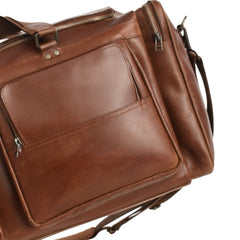 Handcrafted Brown Leather Weekender Duffel Bag