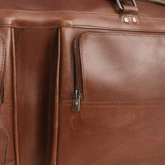 Handcrafted Brown Leather Weekender Duffel Bag