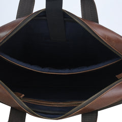 Vintage Brown Leather Multi-Pocket Laptop Bag