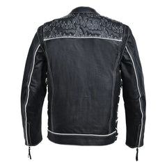 Seasmoke Black White Men's Motorcycle Leather Jacket