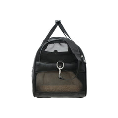 Portable leather pet bag for airline cabin travel


