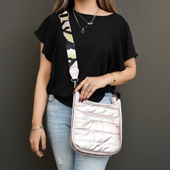 Faux Leather Large Messenger Bag
