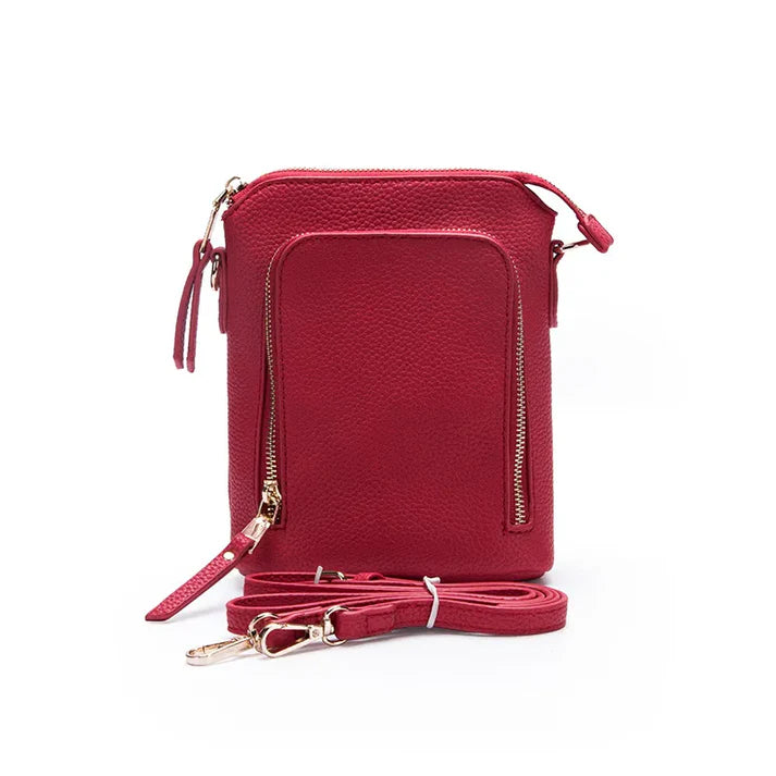 Faux Leather Zip Pocket Cell Phone Bag