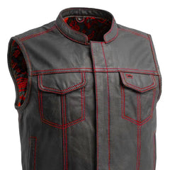 The Nomad Men's Motorcycle Leather Vest, Multiple Color Options