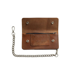 LARGE TRUCKER - Vegetable Tanned Leather Wallet Amber