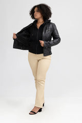 NeoNoir Womens Lambskin Fashion Leather Jacket