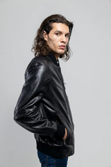 Aviator Rock Mens Bomber Leather Jacket