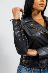 EchoEdge Womens Moto Style Leather Jacket