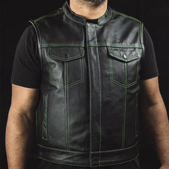 The Nomad Men's Motorcycle Leather Vest, Multiple Color Options