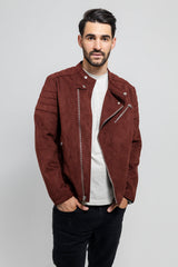 Payton Men's Vegan Faux Suede Jacket Maroon Men's Vegan Faux Leather jacket Whet Blu NYC