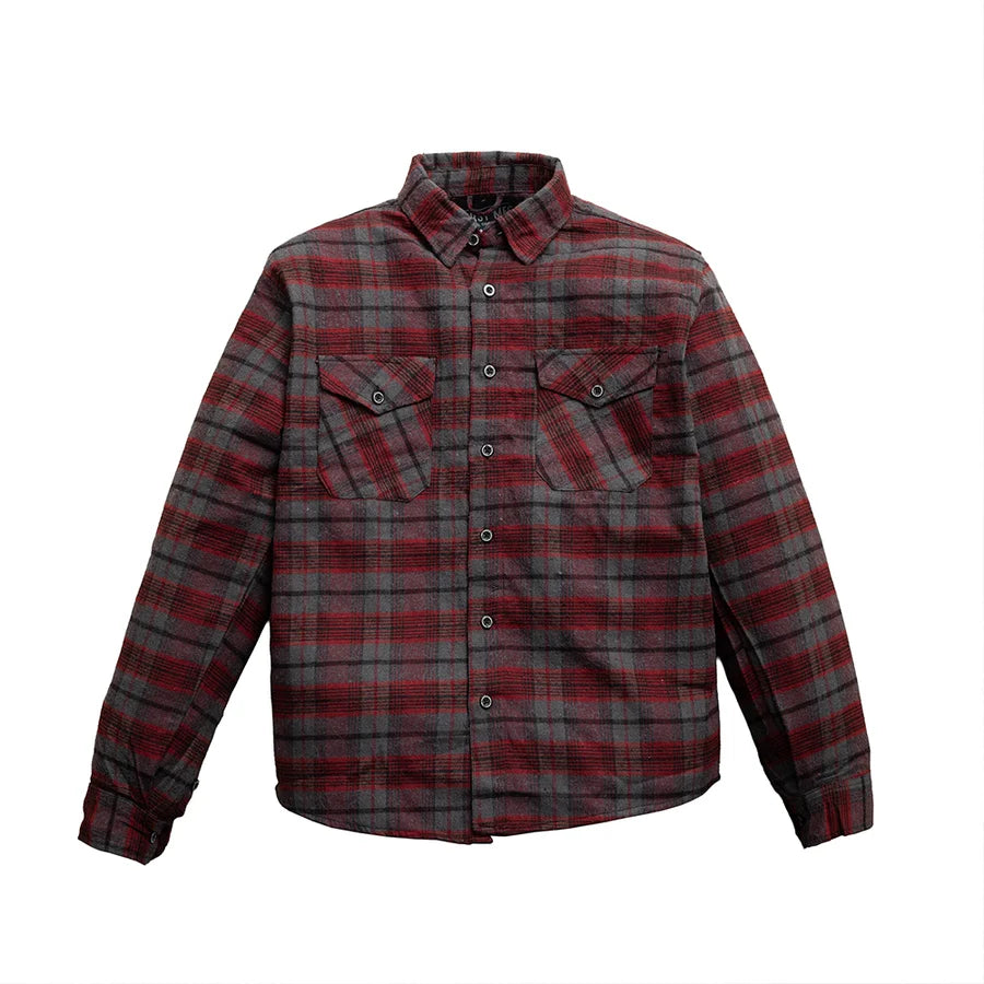 Grey Ghost Men's Plaid Motorcycle Shirt - Durable Canvas Flannel