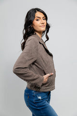 Sandy Women's Vegan Faux Leather Jacket (Gray) Women's Vegan Faux Leather Jacket Whet Blu NYC