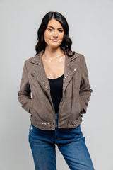 Sandy Women's Vegan Faux Leather Jacket (Gray) Women's Vegan Faux Leather Jacket Whet Blu NYC
