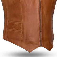 Ladies Classic Western Style Leather Biker Vest