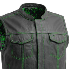 The Nomad Men's Motorcycle Leather Vest, Multiple Color Options