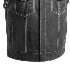 The Nomad Men's Motorcycle Leather Vest, Multiple Color Options
